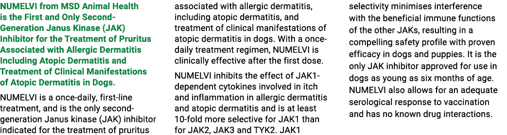 NUMELVI from MSD Animal Health is the First and Only Second Generation Janus Kinase (JAK) Inhibitor for the Treatment...