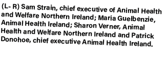 (L R) Sam Strain, chief executive of Animal Health and Welfare Northern Ireland; Maria Guelbenzie, Animal Health Irel...