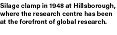 Silage clamp in 1948 at Hillsborough, where the research centre has been at the forefront of global research.
