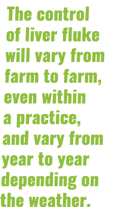 The control of liver fluke will vary from farm to farm, even within a practice, and vary from year to year depending    