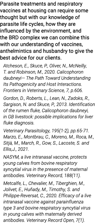 Parasite treatments and respiratory vaccines at housing can require some thought but with our knowledge of parasite l   