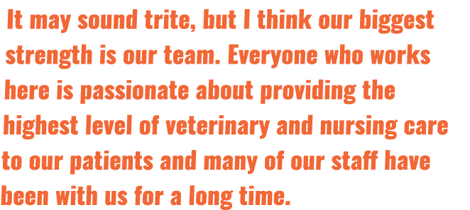 It may sound trite, but I think our biggest strength is our team  Everyone who works here is passionate about providi   