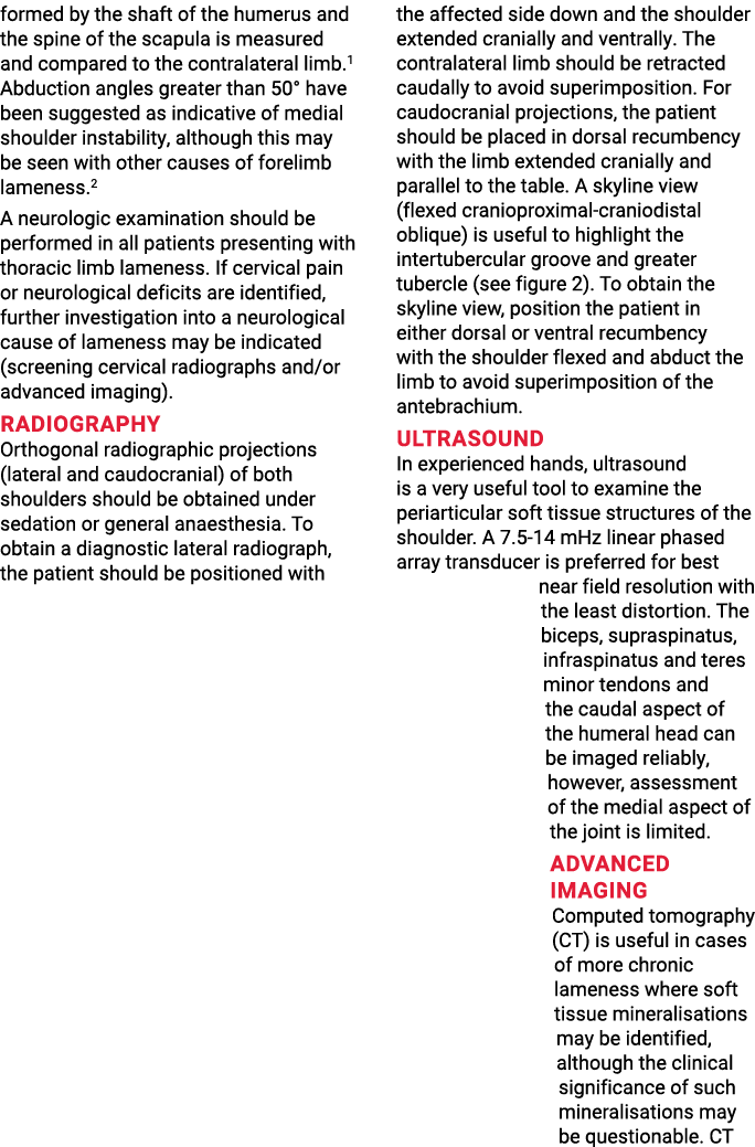 formed by the shaft of the humerus and the spine of the scapula is measured and compared to the contralateral limb 1    