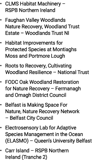 • CLMS Habitat Machinery – RSPB Northern Ireland • Faughan Valley Woodlands Nature Recovery, Woodland Trust Estate – ...