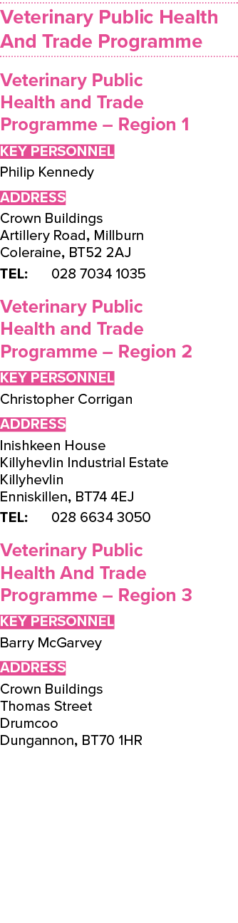 Veterinary Public Health And Trade Programme Veterinary Public Health and Trade Programme   Region 1 Key Personnel Ph   
