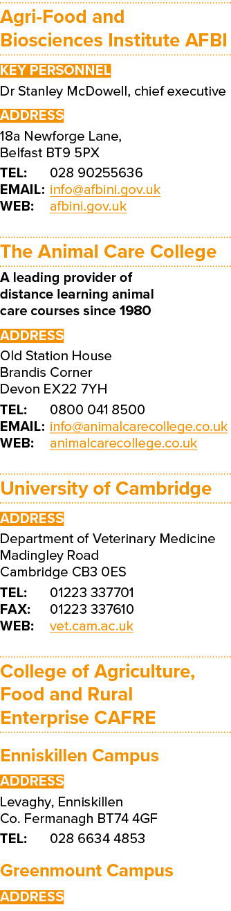 Agri-Food and Biosciences Institute AFBI Key Personnel Dr Stanley McDowell, chief executive ADDRESS 18a Newforge Lane   