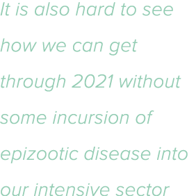 It is also hard to see how we can get through 2021 without some incursion of epizootic disease into our intensive sector