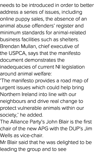 needs to be introduced in order to better address a series of issues, including online puppy sales, the absence of an   