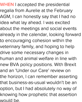 When I accepted the presidential regalia from Aurelie at the February AGM, I can honestly say that I had no idea what   