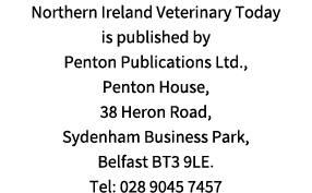 Northern Ireland Veterinary Today is published by Penton Publications Ltd , Penton House, 38 Heron Road, Sydenham Bus   