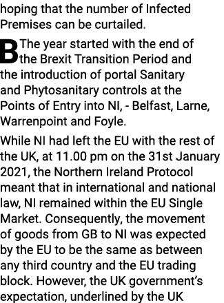 hoping that the number of Infected Premises can be curtailed  B The year started with the end of the Brexit Transitio   