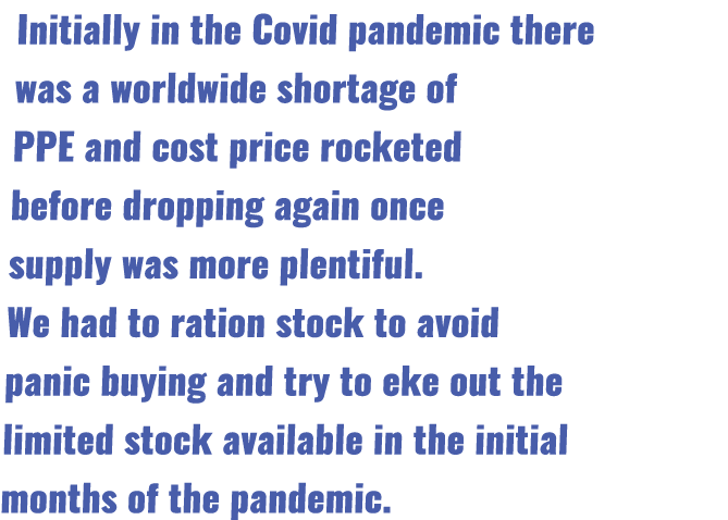 Initially in the Covid pandemic there was a worldwide shortage of PPE and cost price rocketed before dropping again o   