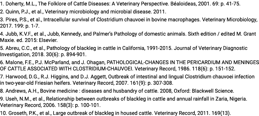 1  Doherty, M L , The Folklore of Cattle Diseases: A Veterinary Perspective  Béaloideas, 2001  69: p  41-75  2  Quinn   