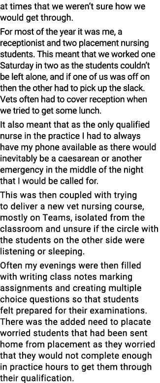 at times that we weren t sure how we would get through  For most of the year it was me, a receptionist and two placem   