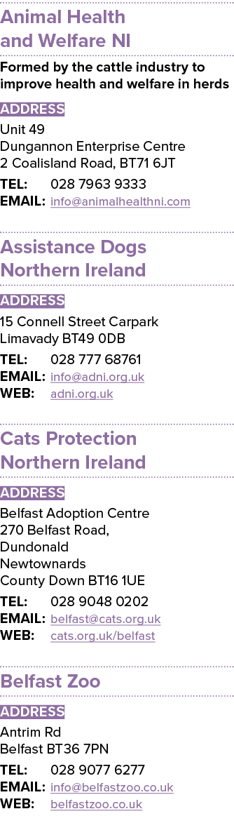 Animal Health and Welfare NI Formed by the cattle industry to improve health and welfare in herds ADDRESS Unit 49 Dun   