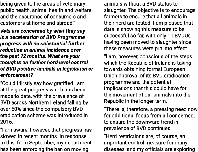 being given to the areas of veterinary public health, animal health and welfare, and the assurance of consumers and c   