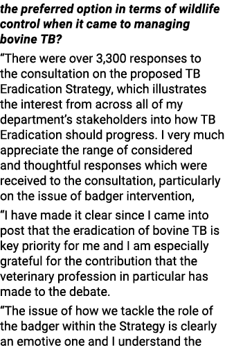 the preferred option in terms of wildlife control when it came to managing bovine TB   There were over 3,300 response   