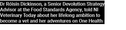 Dr R is n Dickinson, a Senior Devolution Strategy Advisor at the Food Standards Agency, told NI Veterinary Today abou...