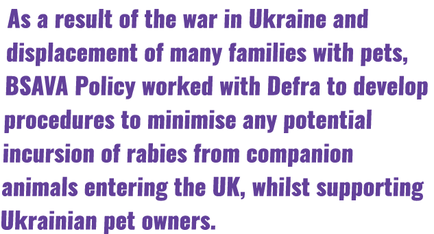 As a result of the war in Ukraine and displacement of many families with pets, BSAVA Policy worked with Defra to deve...
