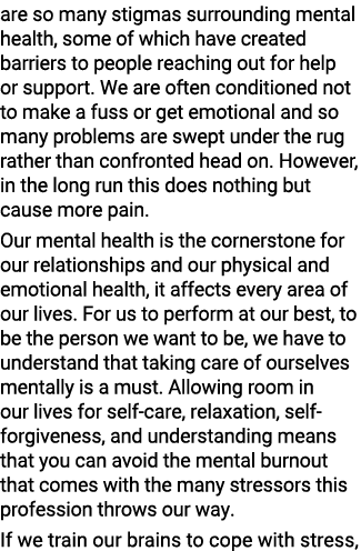 are so many stigmas surrounding mental health, some of which have created barriers to people reaching out for help or...