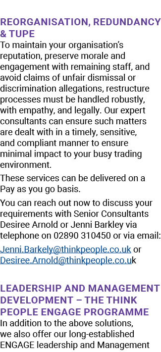  Reorganisation, Redundancy & TUPE To maintain your organisation’s reputation, preserve morale and engagement with re...