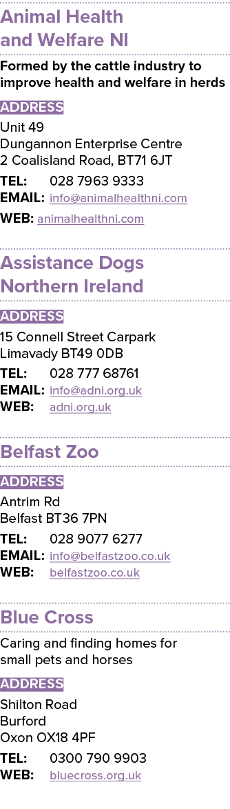 Animal Health and Welfare NI Formed by the cattle industry to improve health and welfare in herds ADDRESS Unit 49 Dun...