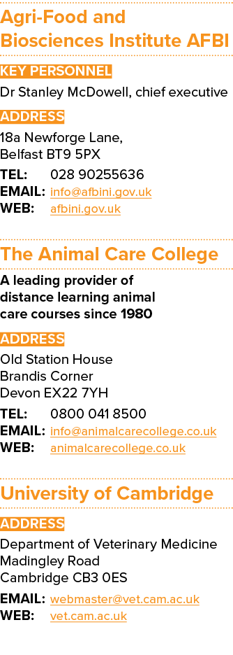 Agri Food and Biosciences Institute AFBI Key Personnel Dr Stanley McDowell, chief executive ADDRESS 18a Newforge Lane...