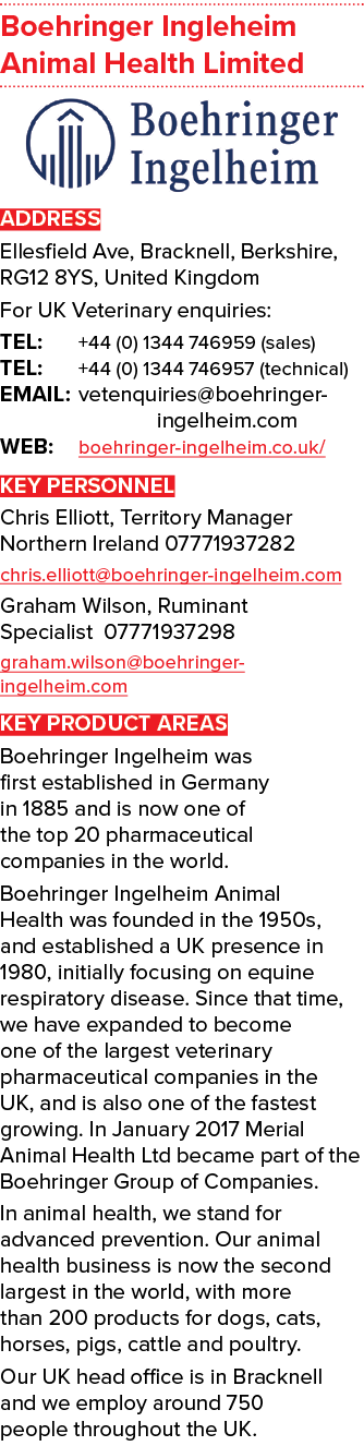 Boehringer Ingleheim Animal Health Limited ￼ ADDRESS Ellesfield Ave, Bracknell, Berkshire, RG12 8YS, United Kingdom F...