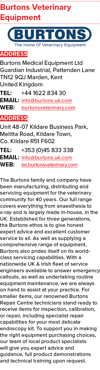 Burtons Veterinary Equipment ￼ ADDRESS Burtons Medical Equipment Ltd Guardian Industrial, Pattenden Lane TN12 9QJ Mar...