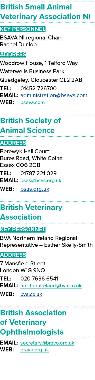 British Small Animal Veterinary Association NI Key Personnel BSAVA NI regional Chair: Rachel Dunlop Address Woodrow H...