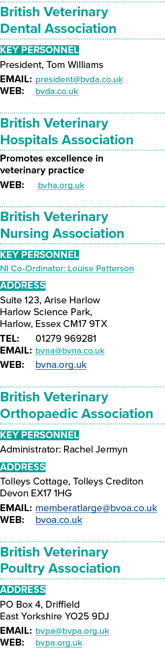 British Veterinary Dental Association Key Personnel President, Tom Williams EMAIL: president@bvda.co.uk WEB: bvda.co....