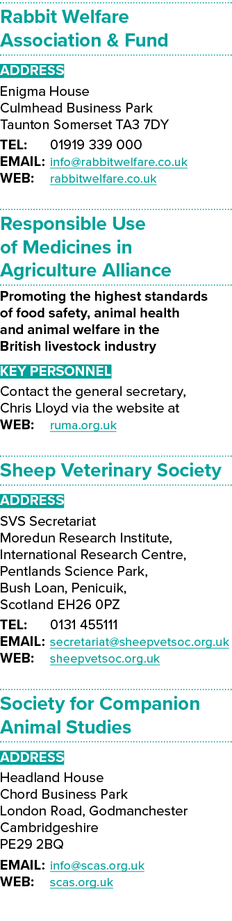 Rabbit Welfare Association & Fund ADDRESS Enigma House Culmhead Business Park Taunton Somerset TA3 7DY TEL: 01919 339...