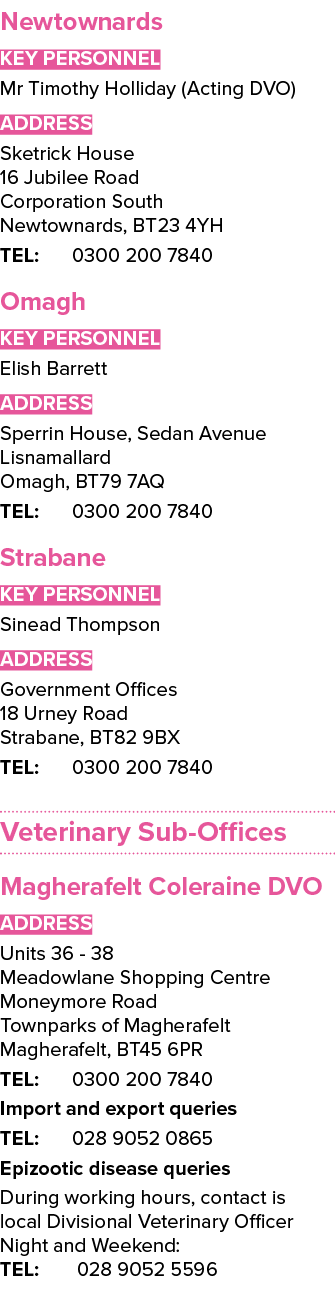 Newtownards Key Personnel Mr Timothy Holliday (Acting DVO) ADDRESS Sketrick House 16 Jubilee Road Corporation South N...