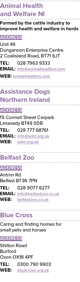 Animal Health and Welfare NI Formed by the cattle industry to improve health and welfare in herds ADDRESS Unit 49 Dun...
