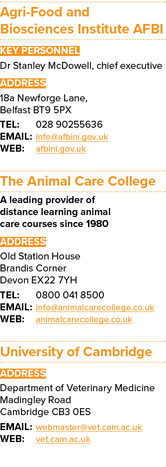 Agri Food and Biosciences Institute AFBI Key Personnel Dr Stanley McDowell, chief executive ADDRESS 18a Newforge Lane...