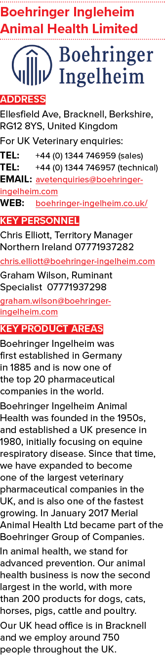 Boehringer Ingleheim Animal Health Limited ￼ ADDRESS Ellesfield Ave, Bracknell, Berkshire, RG12 8YS, United Kingdom F...