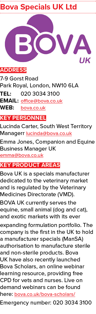 Bova Specials UK Ltd ￼ ADDRESS 7 9 Gorst Road Park Royal, London, NW10 6LA TEL: 020 3034 3100 EMAIL: office@bova.co.u...