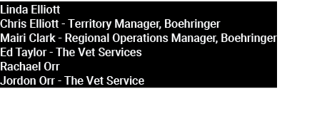 Linda Elliott Chris Elliott Territory Manager, Boehringer Mairi Clark Regional Operations Manager, Boehringer Ed Tayl...