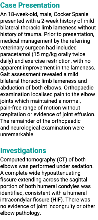 Case Presentation An 18 week old, male, Cocker Spaniel presented with a 2 week history of mild bilateral thoracic lim...