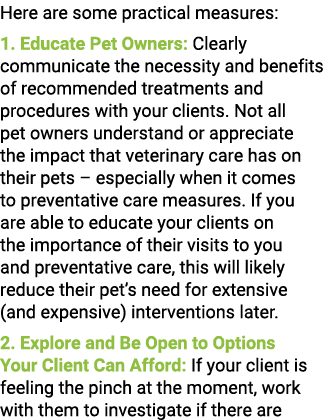 Here are some practical measures: 1. Educate Pet Owners: Clearly communicate the necessity and benefits of recommende...