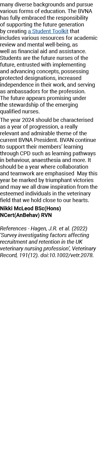 many diverse backgrounds and pursue various forms of education. The BVNA has fully embraced the responsibility of sup...