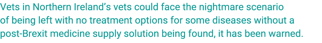 Vets in Northern Ireland’s vets could face the nightmare scenario of being left with no treatment options for some di...